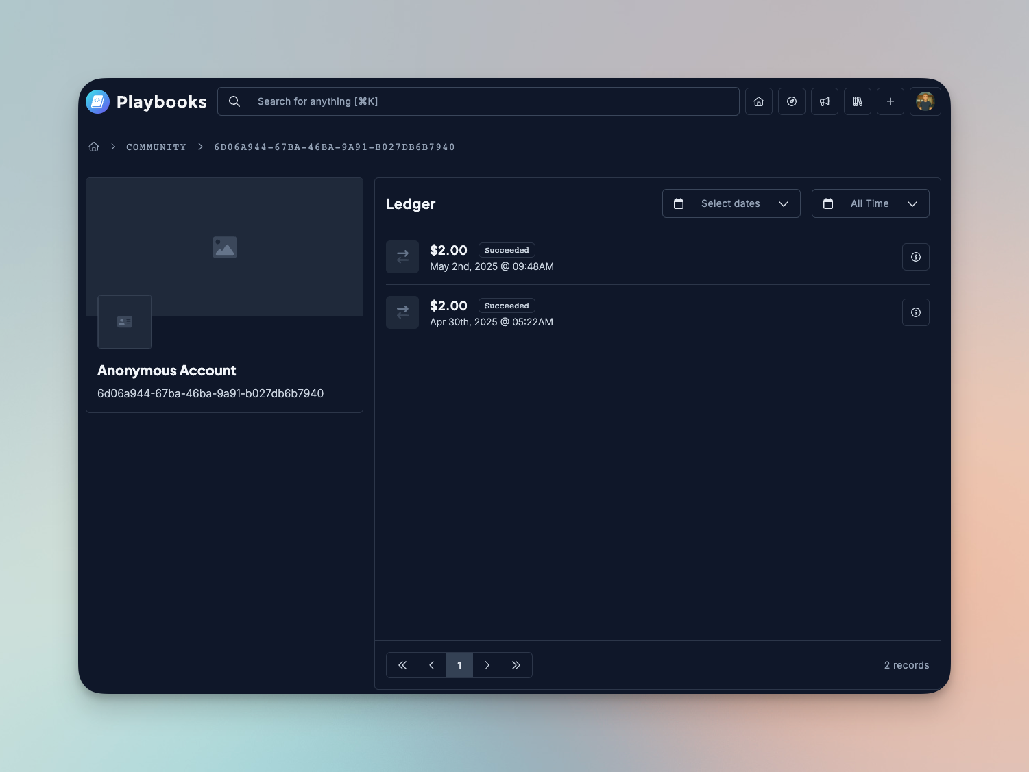A screenshot of a transactional activity related to a Public Key