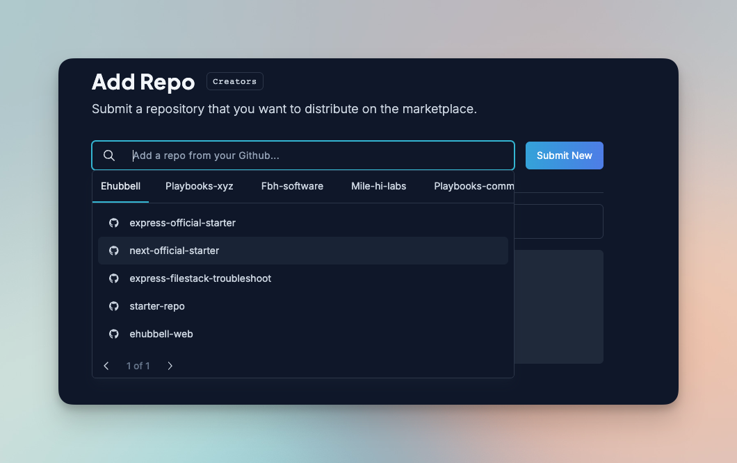 A screenshot of adding a repository to Playbooks