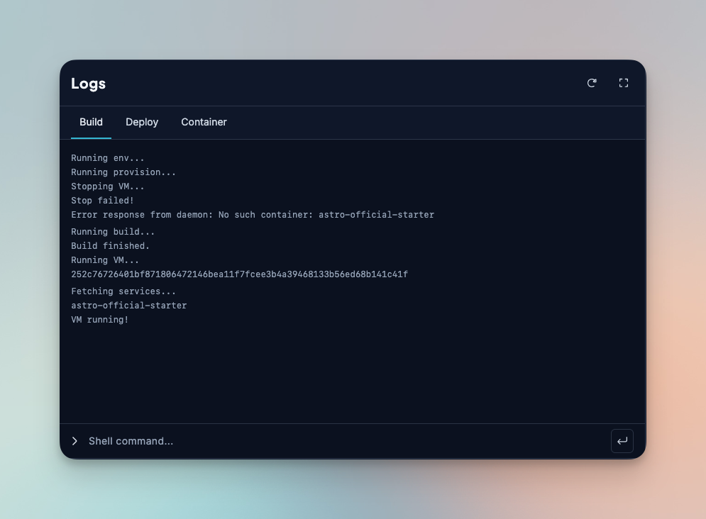 A screenshot showing your build logs.