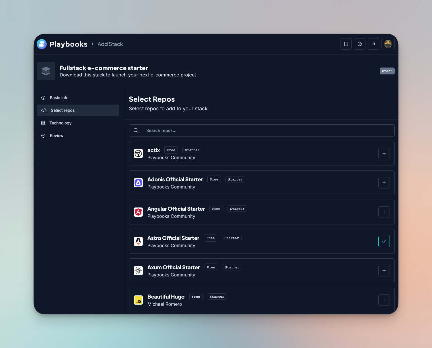 A screenshot of the stack submission workflow