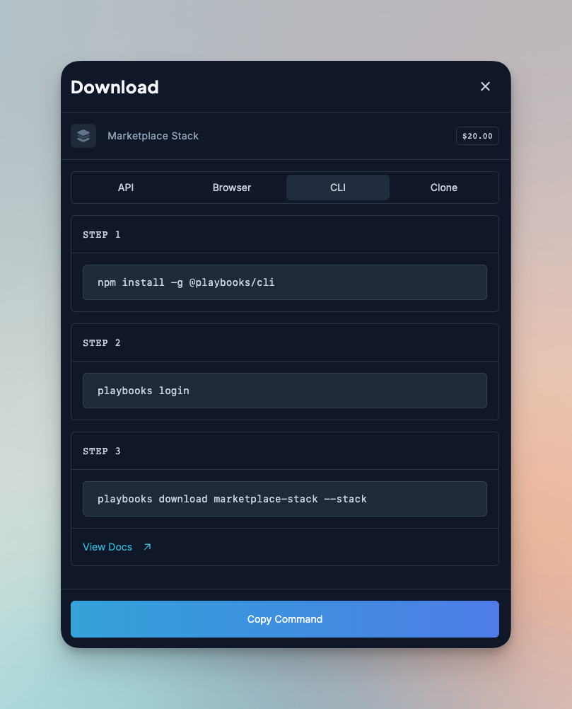 A screenshot of cloning a stack on Playbooks
