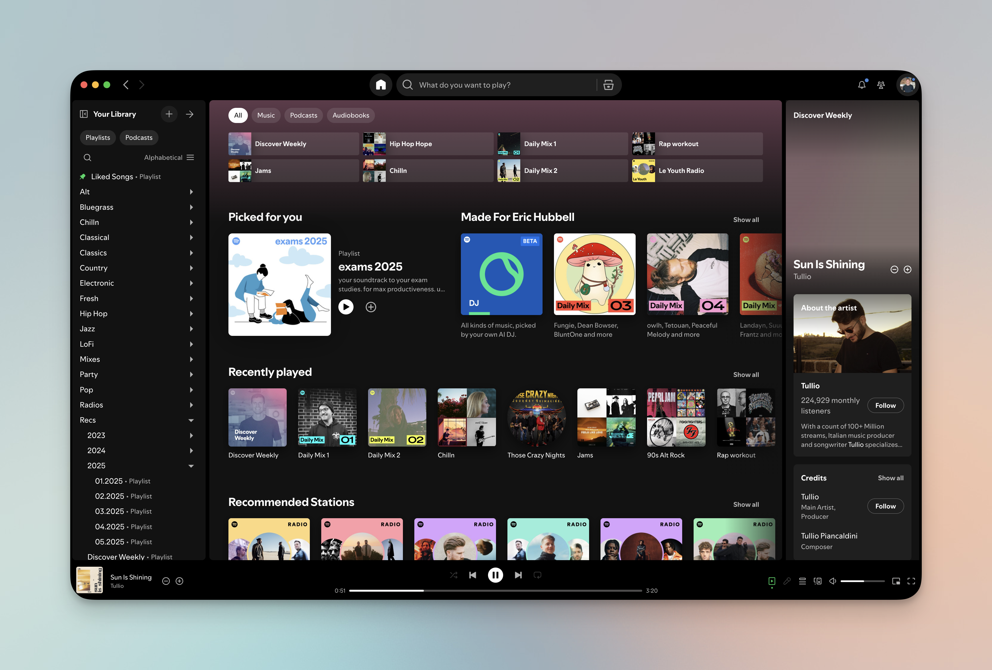 A screenshot of the main user interface at Spotify