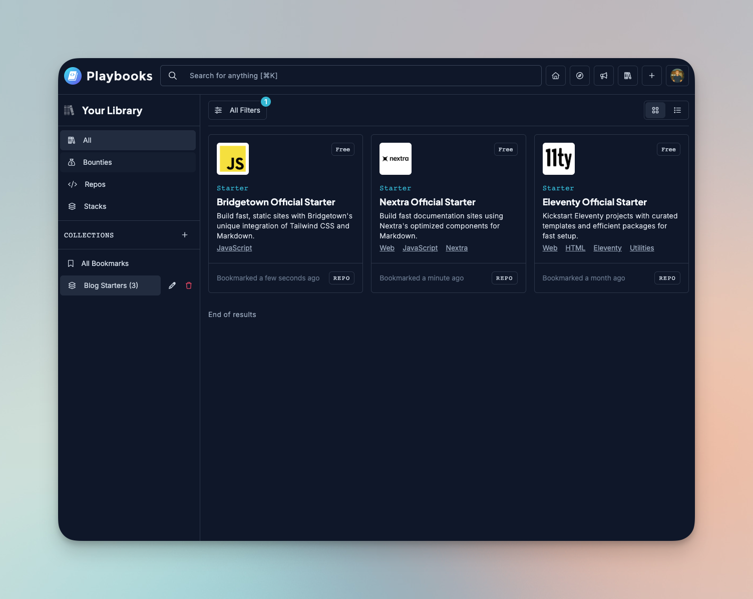 A screenshot of Your Library on Playbooks